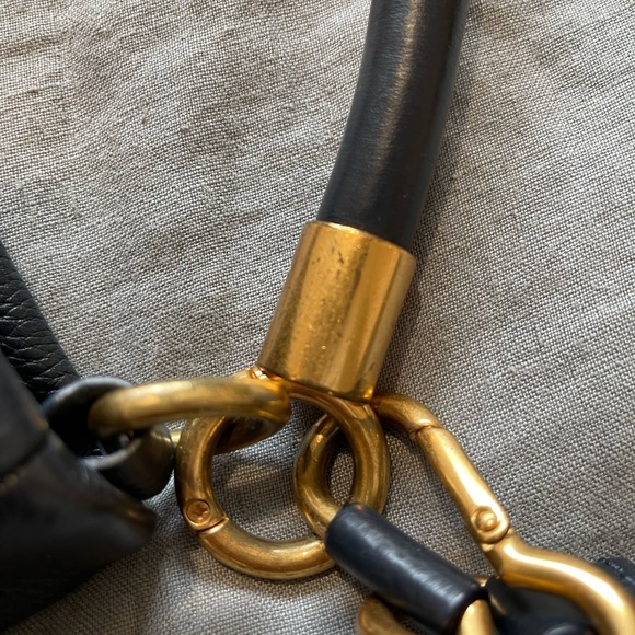 Marc by Marc Jacobs Black Leather Hobo Shoulder Bag with Gold Hardware - Picture 6 of 8